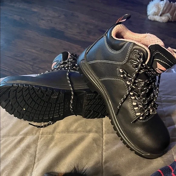 Brand new-never worn.  Industrial work boots.  Avenger- black/pink. - Picture 6 of 9
